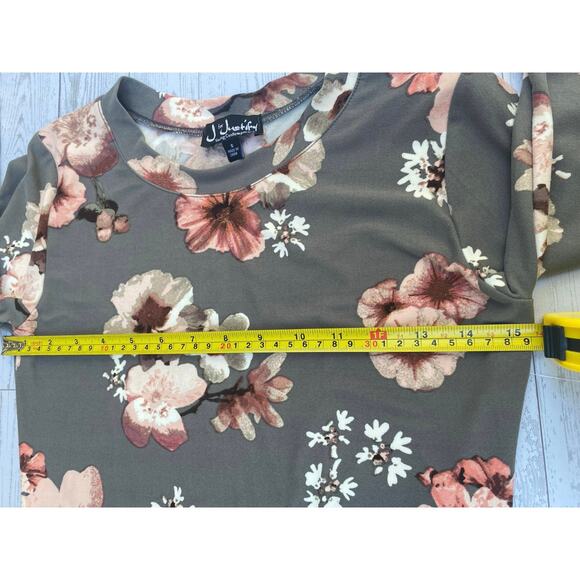 J for Justify Women’s Small Floral Long Sleeve Tunic Top Gray Pink Mauve NWOT - Picture 5 of 6